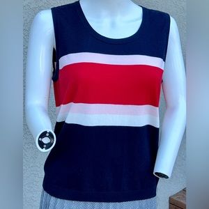 Red White and Blue Talbot's Lightweight Sweater Tank Top sz L Petite